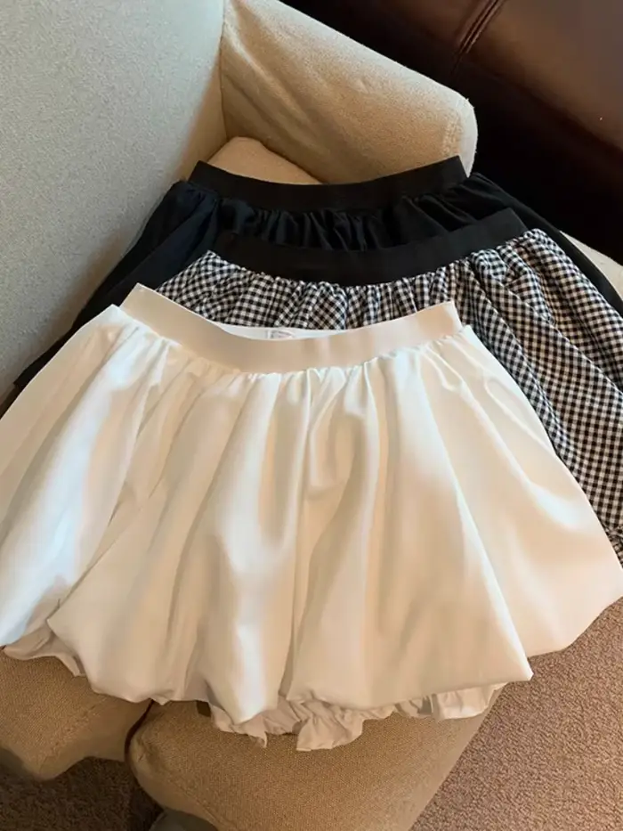 Demi-jupe bouffante blanche taille haute pour femmes