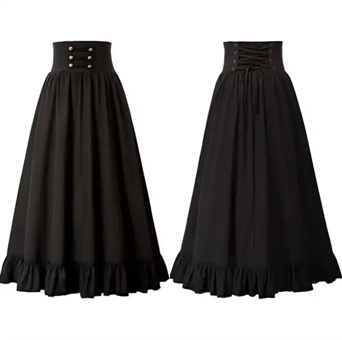 Jupe Vintage victorienne du 19ème siècle pour femmes, taille haute, couleur unie, Costume de Cosplay