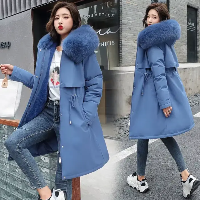 Veste d'hiver 2026 nouvelles femmes Parka vêtements Long manteau doublure en laine à capuche col de fourrure épais chaud