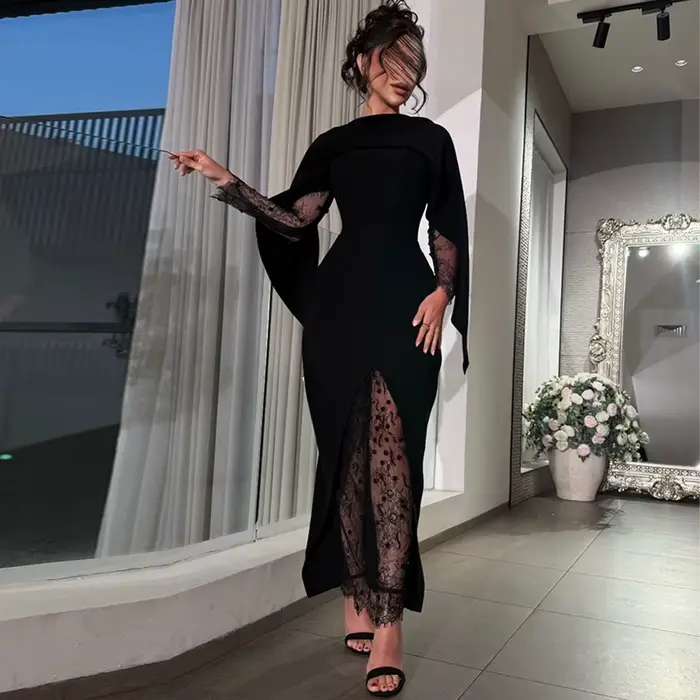 Robe de soirée simple en jersey noir