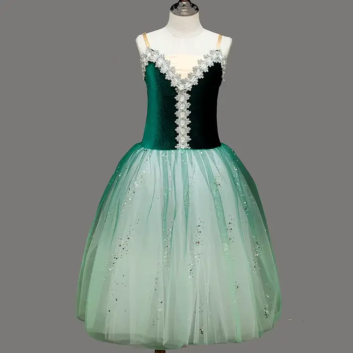 Jupe Tutu de Ballet en Velours Vert Dégradé pour Femme