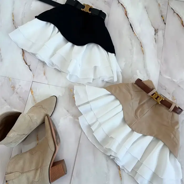 Jupe Midi Chic à volants pour femmes