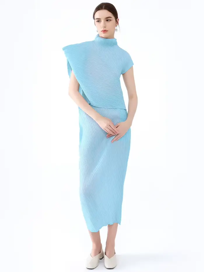 Miyake – ensemble jupe plissée mi-longue élégante