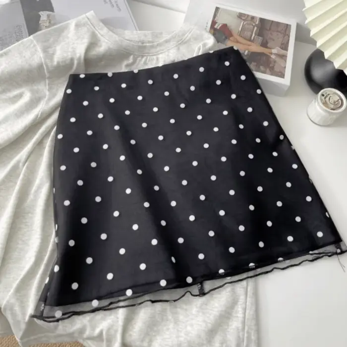 Jupe moulante vintage à pois Moda, fermeture éclair, coupe ajustée décontractée, style coréen, jupe 