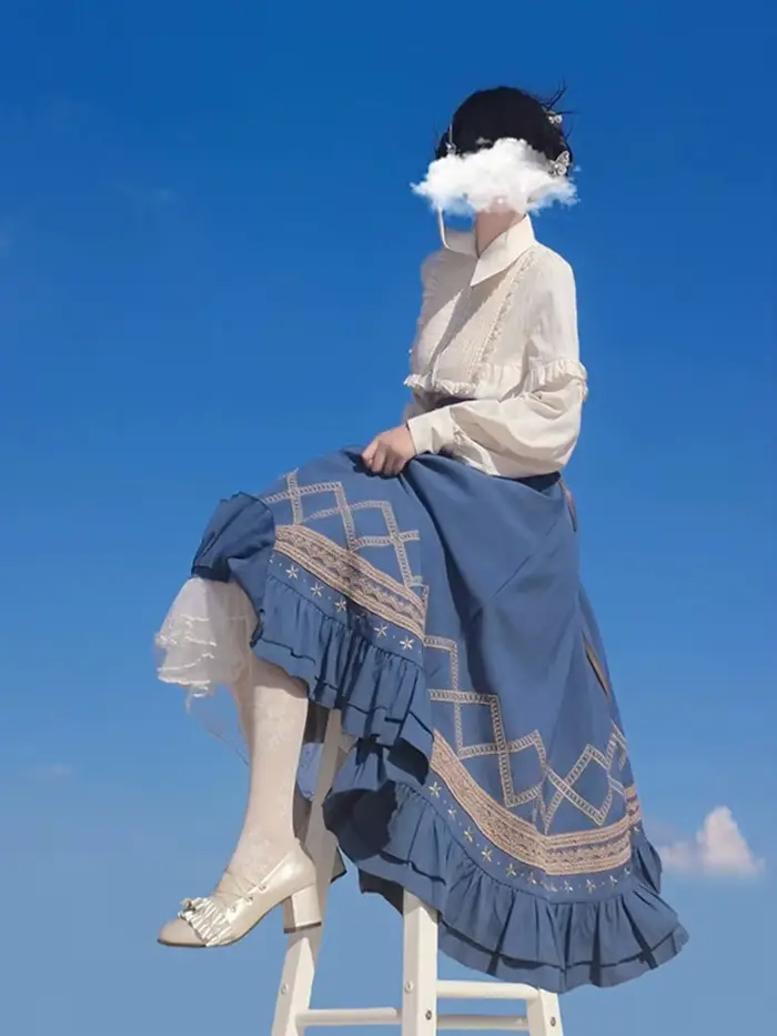 Ensemble jupe taille haute Lolita pour femmes