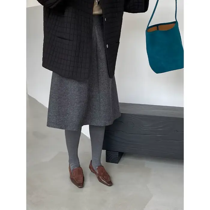 Jupe longue en laine Tweed