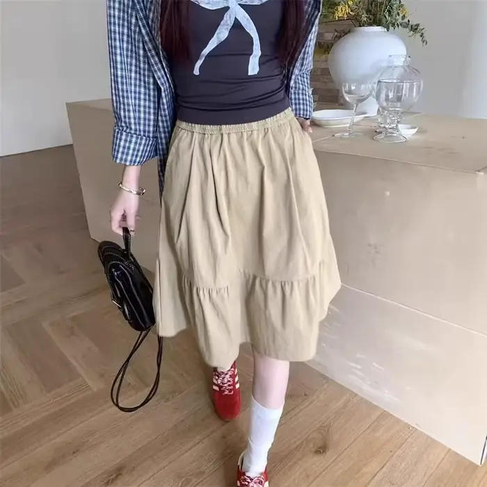 Jupe midi trapèze amincissante pour femme