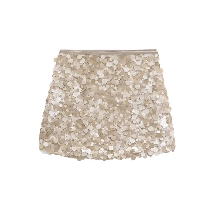 Mini jupe à paillettes Y2K pour femmes, silhouette cintrée, clubwear, soirée et plage été 2025