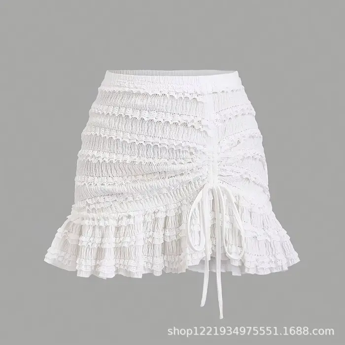 Jupe courte blanche en dentelle, jupe à volants, nouvelle collection printemps-été 2026 pour femmes