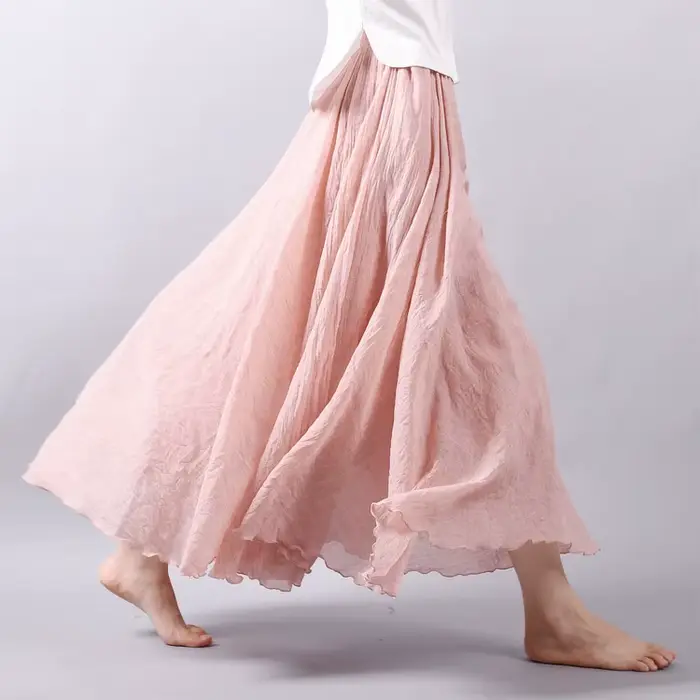 Jupe midi vintage en coton et lin
