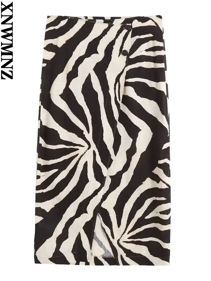 XNWMNZ – jupe fendue en lin mélangé pour femmes