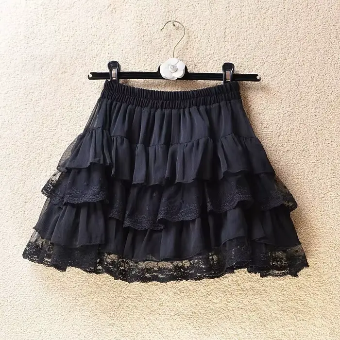 Jupe courte en dentelle blanche pour femme, jupe gâteau, taille haute, fine, ligne a, jupe bouffante