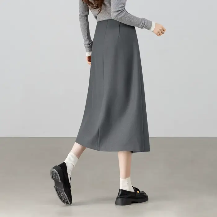 Jupe Midi Sentubila Asymétrique en Polyester, Lin et Élasthanne pour Femmes Occasions Spéciales Bureau Chic