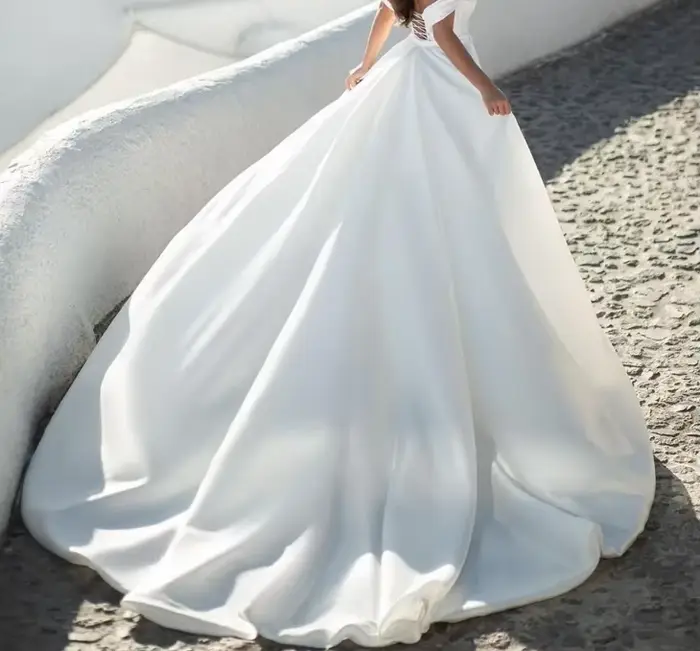 Jupe de Mariage en Satin avec Traîne Amovible